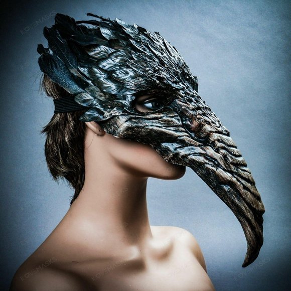 Halloween Brown Bird Curved Nose Feather Plague Do - Picture 5 of 9